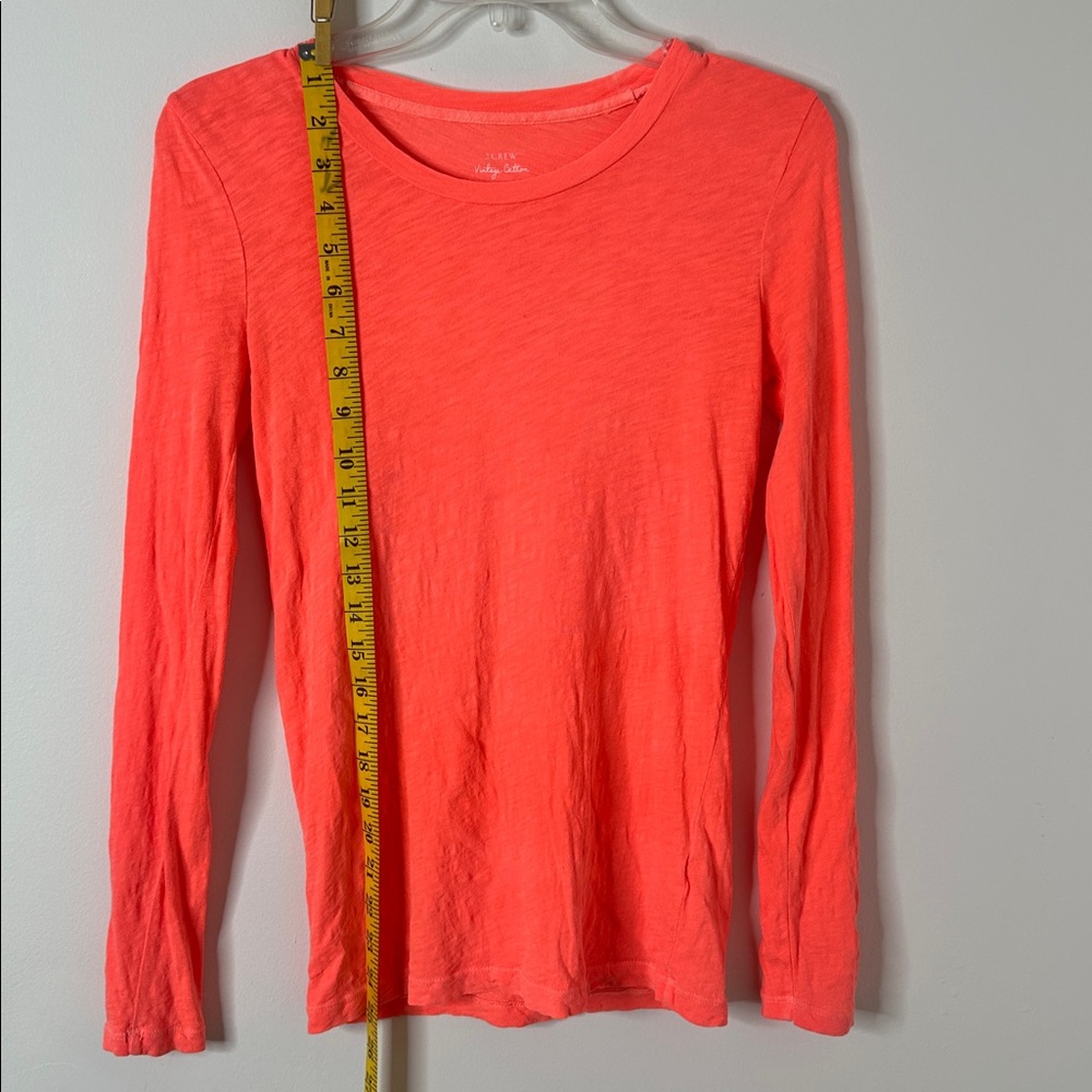 J. Crew Women’s Bright Coral Long Sleeve Tee • 100% Vintage Cotton • Size XS - Picture 5 of 6